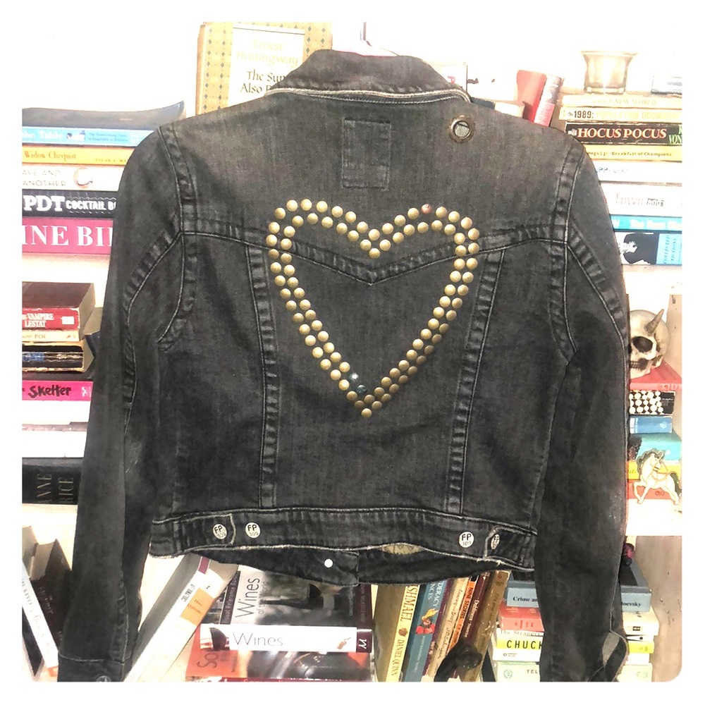 Free people distressed denim jacket